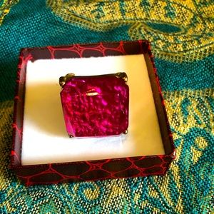 Fun pink stone statement ring - adjustable